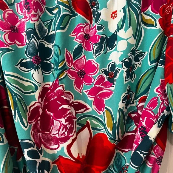 THML Floral Midi Dress - Red and Green - Picture 5 of 5